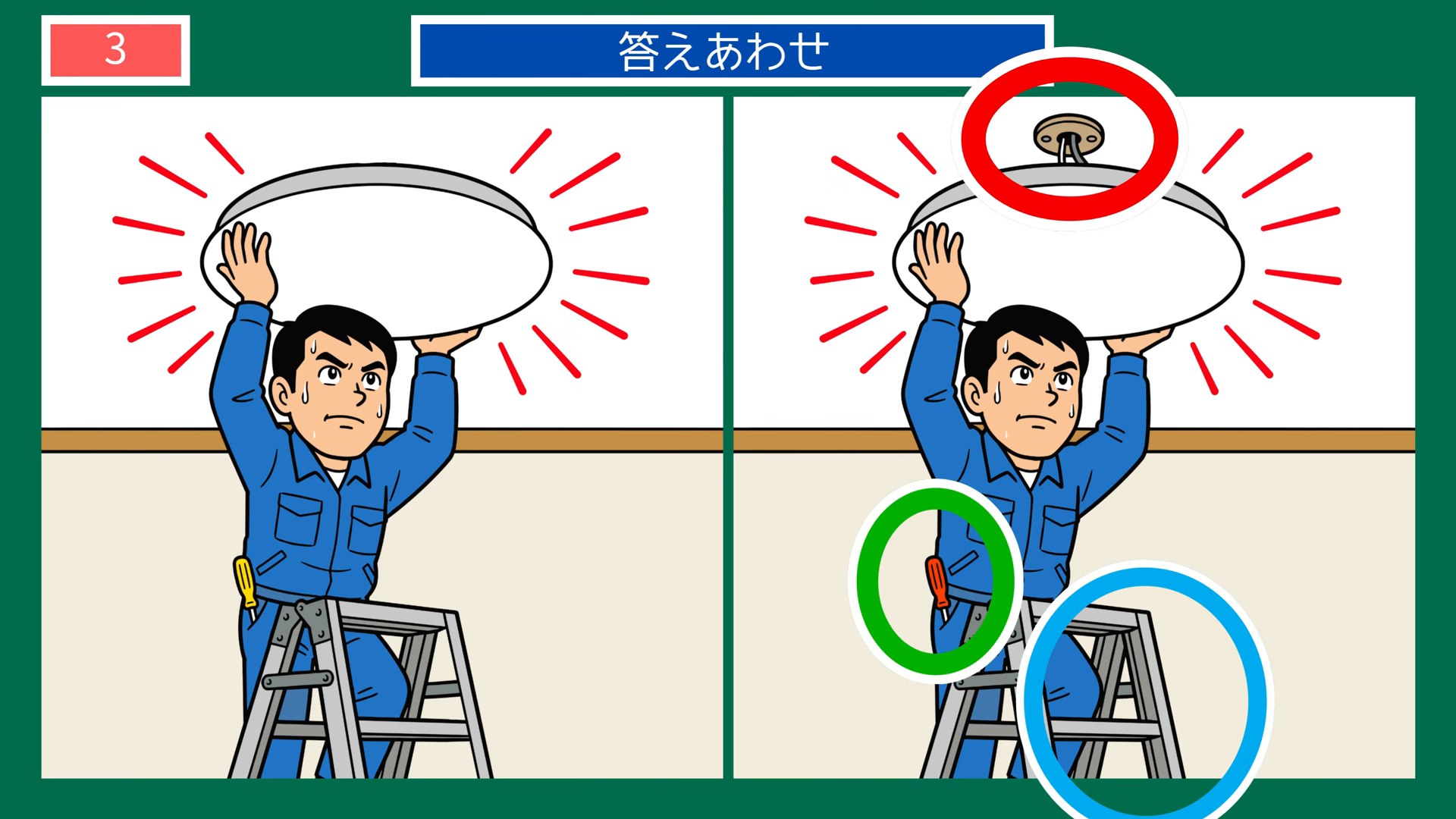 暮らしの手しごとの間違い探し 第3問 照明の取り付けの答え