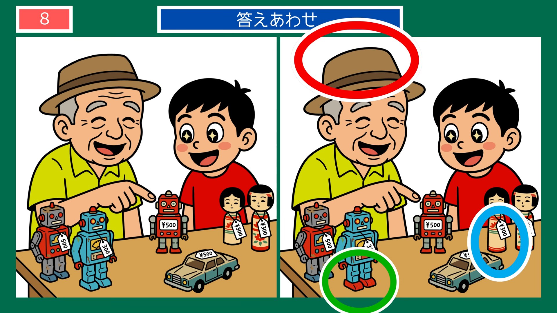 休日の楽しみの間違い探し 第6問 懐かしいおもちゃの答え