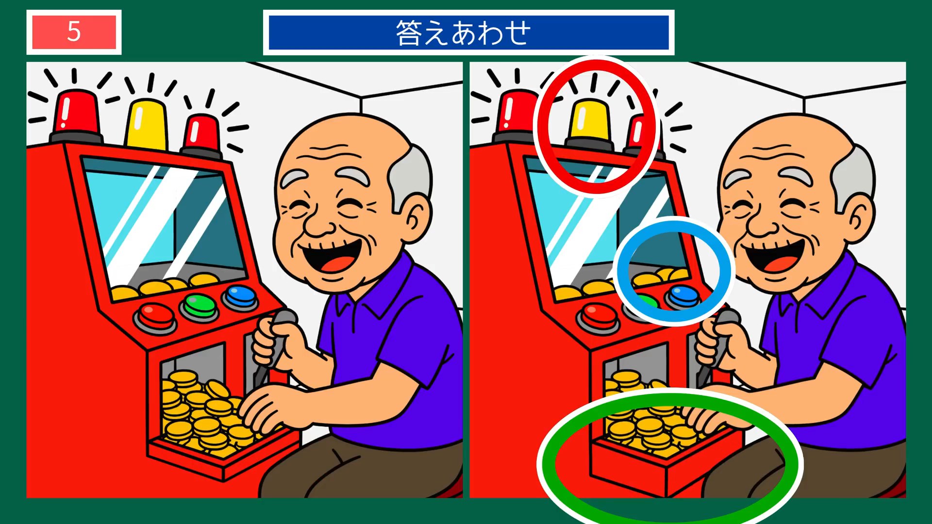 毎日のひとこまの間違い探し 第5問 メダルゲームの答え