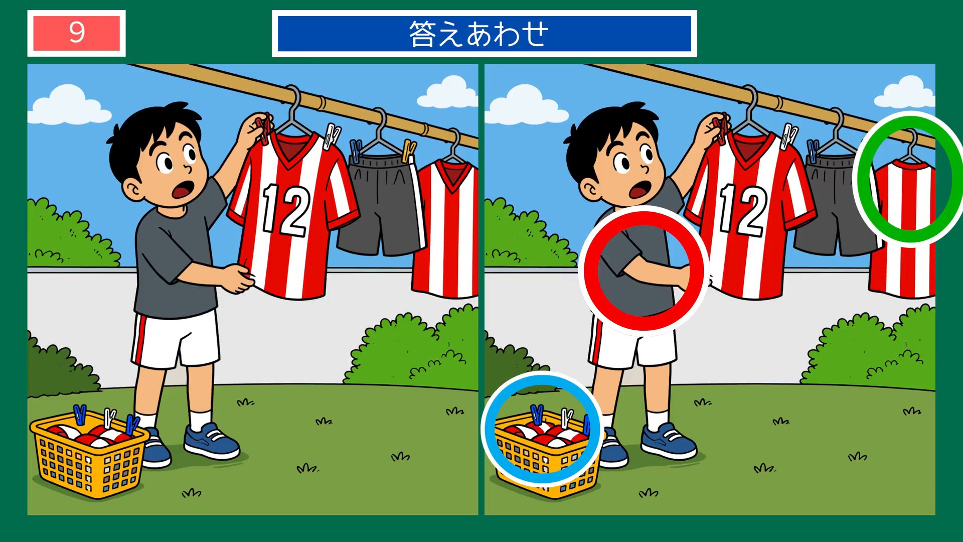 毎日のくらしの間違い探し 第8問 ユニフォームの洗濯の答え