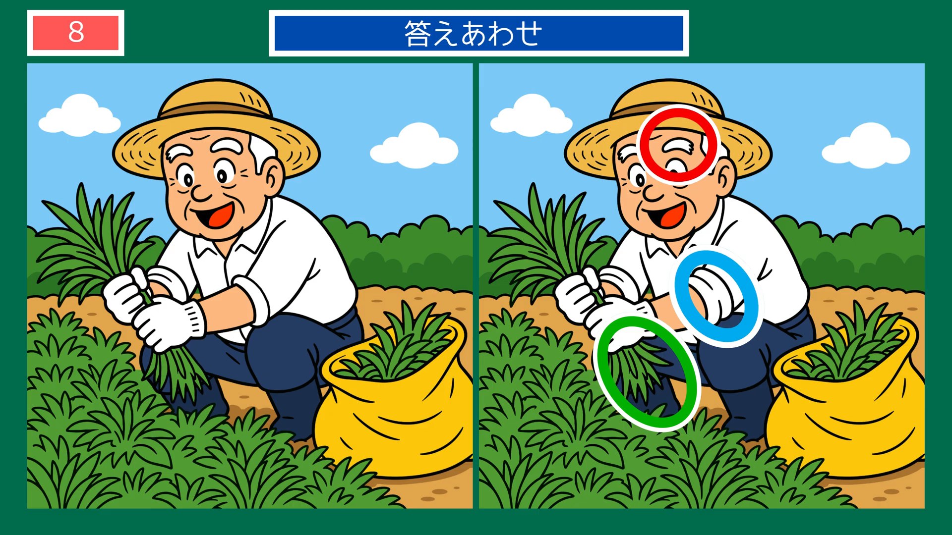 実りの秋のくらしの間違い探し 第8問 畑の収穫の答え