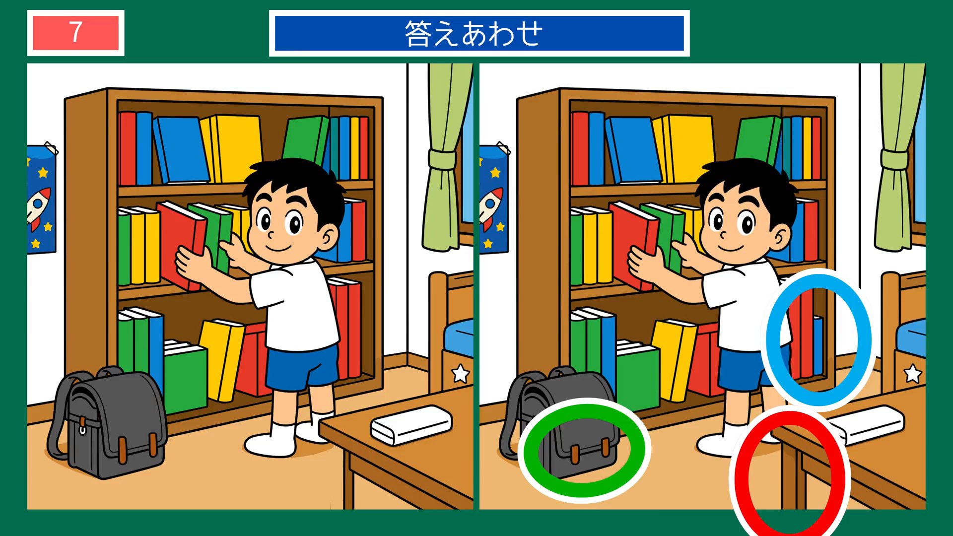 昔なつかしい夏の暮らしの間違い探し 第7問 夏休みの読書の答え