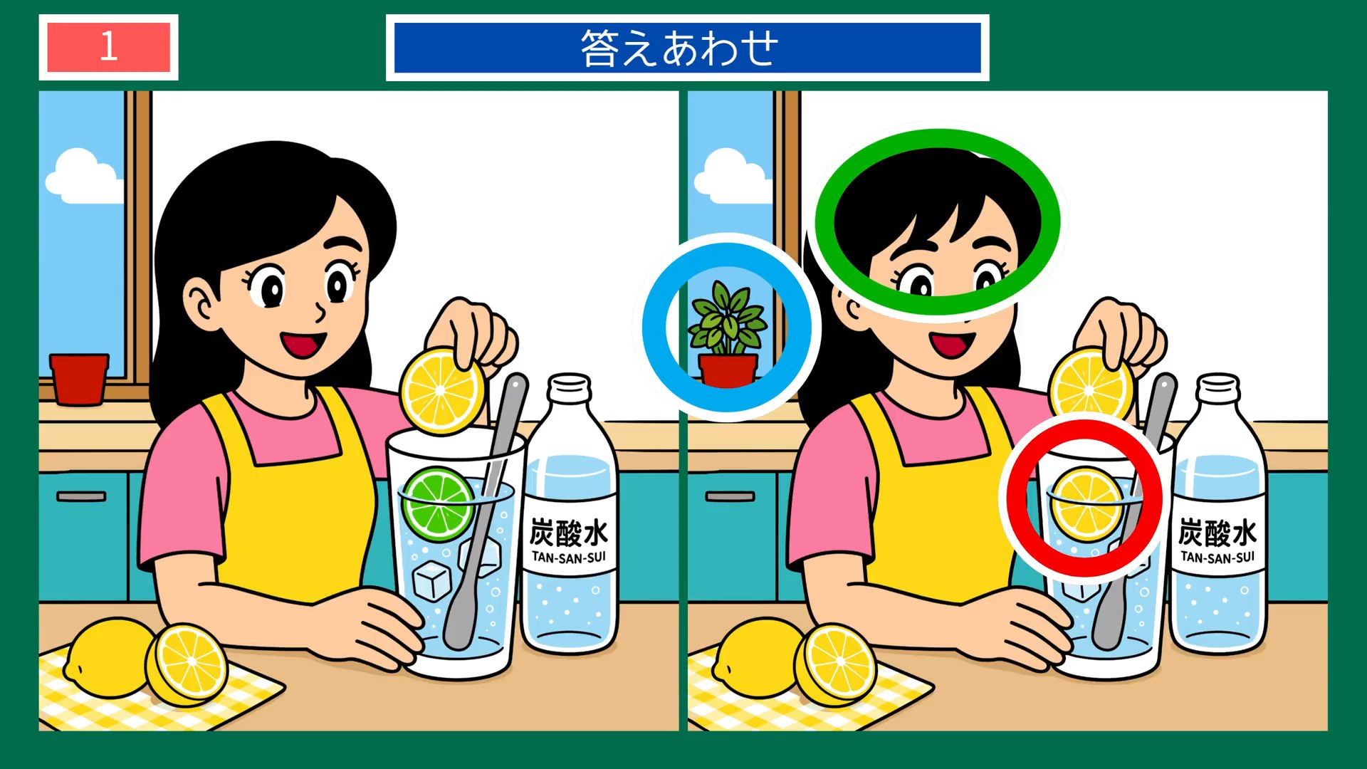 昔なつかしい夏の暮らしの間違い探し 第1問 レモンスカッシュの答え