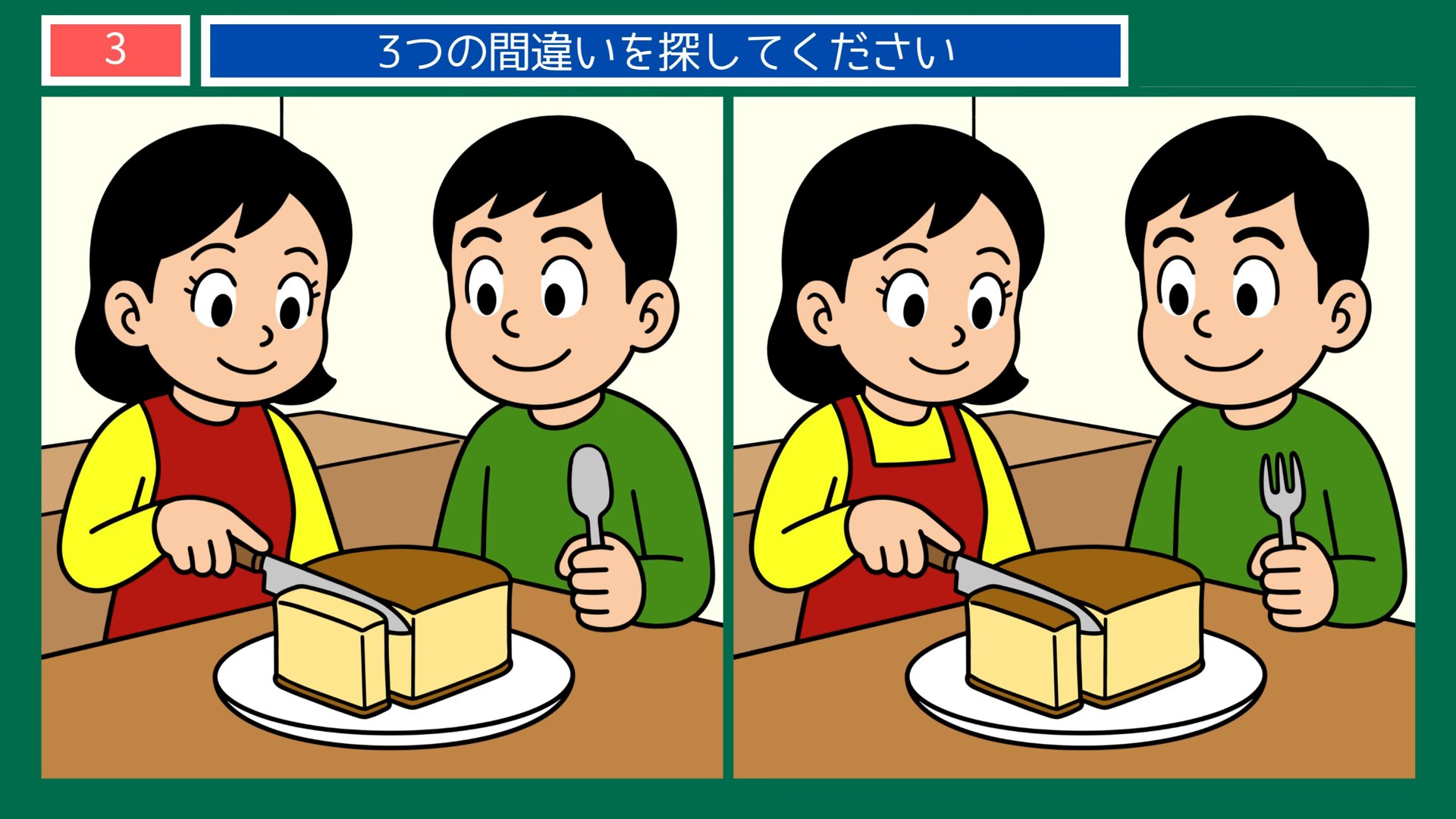 長崎の味と名所の間違い探し 第3問 カステラの問題イラスト