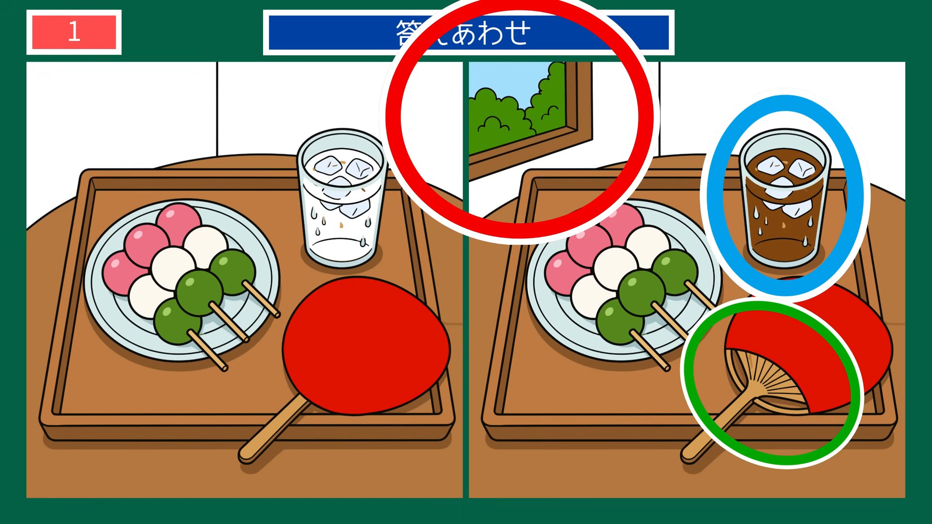 夏から秋の暮らしの間違い探し 第1問 縁側のおやつの答え