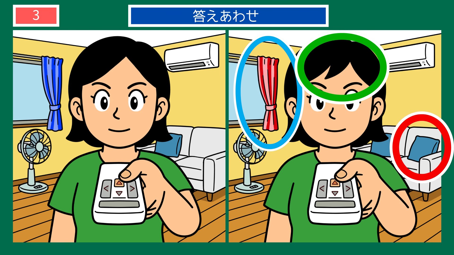 夏の節電とエコな暮らしの間違い探し 第3問 エアコンの温度を決めるの答え