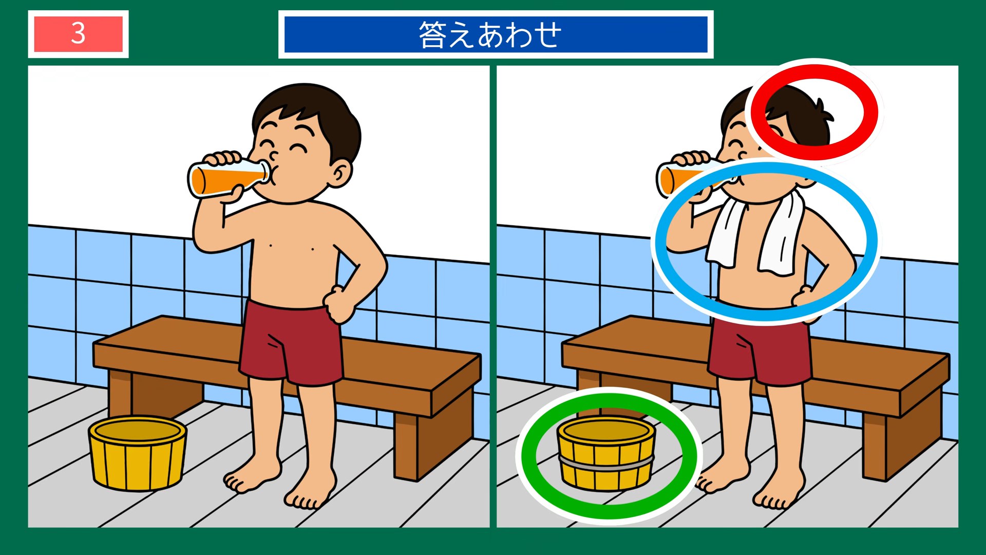 懐かしい夏の一日の間違い探し 第3問 風呂上がりの一本の答え