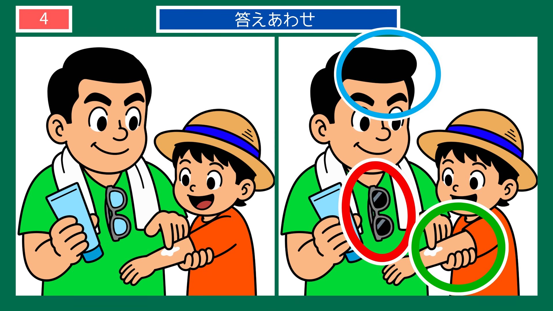 熱中症予防の間違い探し 第4問 日焼け止めを塗るの答え