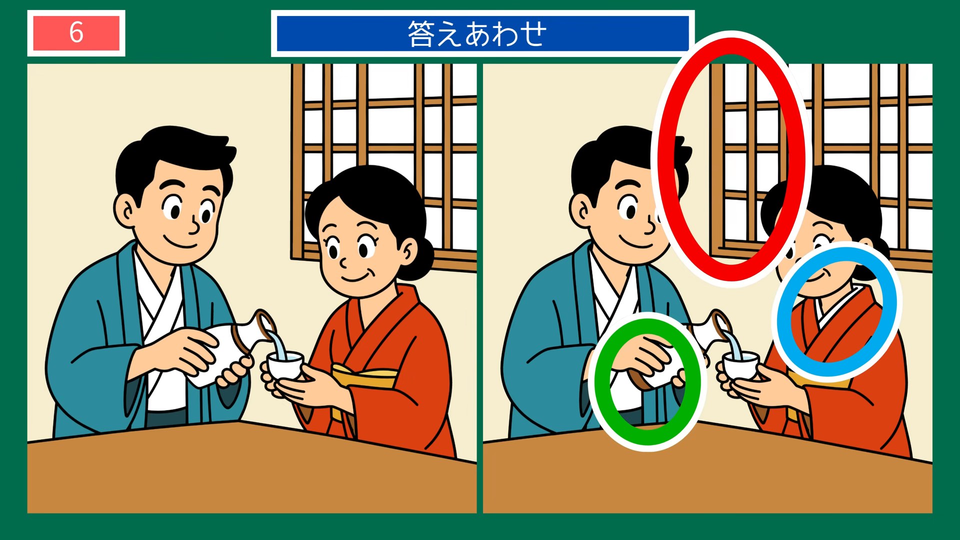 新潟県の間違い探し 第6問 お酒を酌み交わすの答え