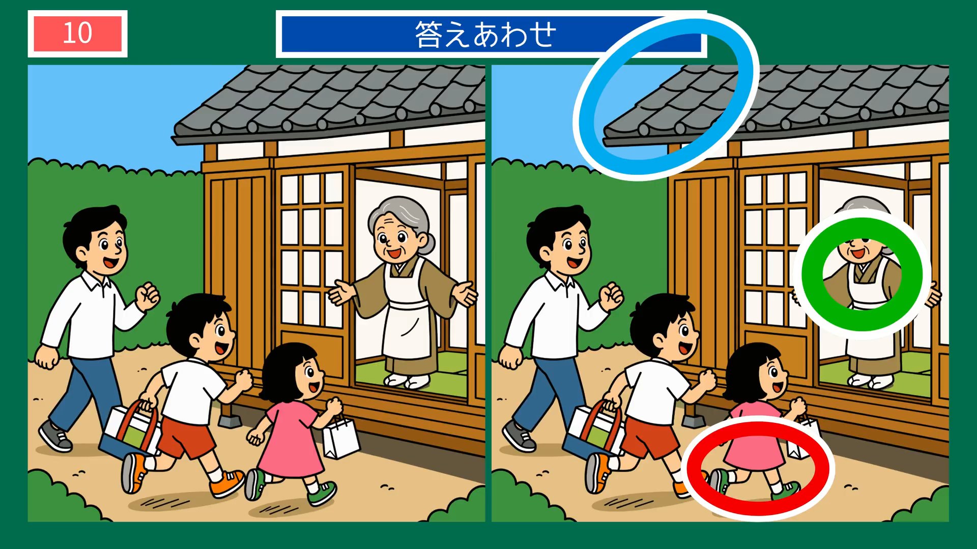 にっぽんの暮らしめぐりの間違い探し 第9問 おばあちゃんの家の答え