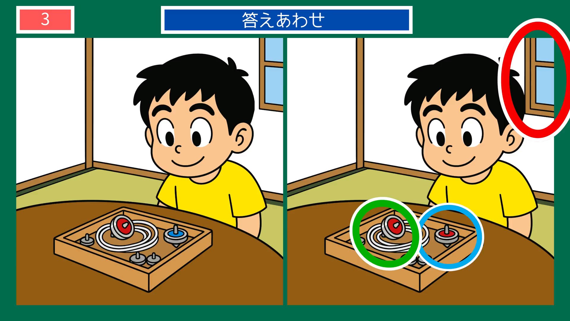 にっぽんの暮らしめぐりの間違い探し 第3問 こま回しの答え