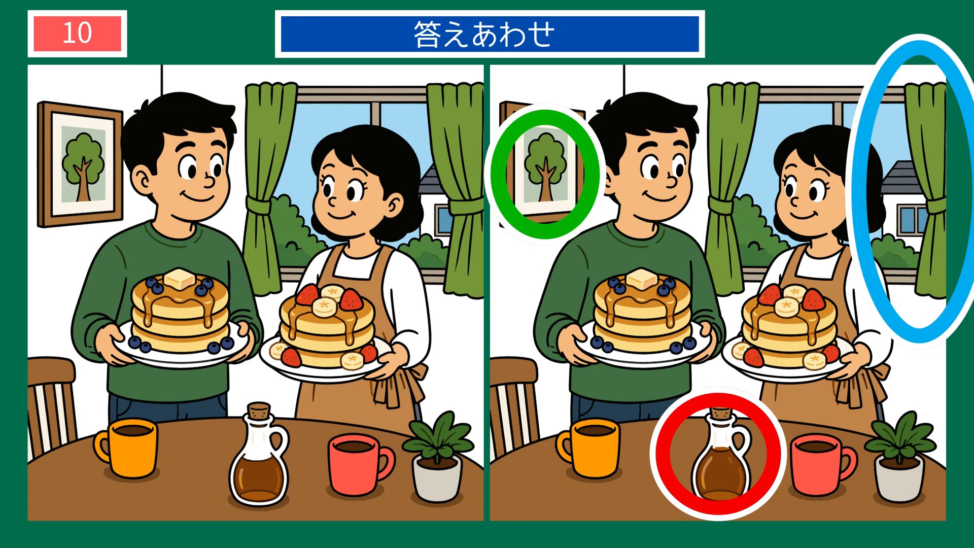おいしい毎日の間違い探し 第10問 ホットケーキの答え