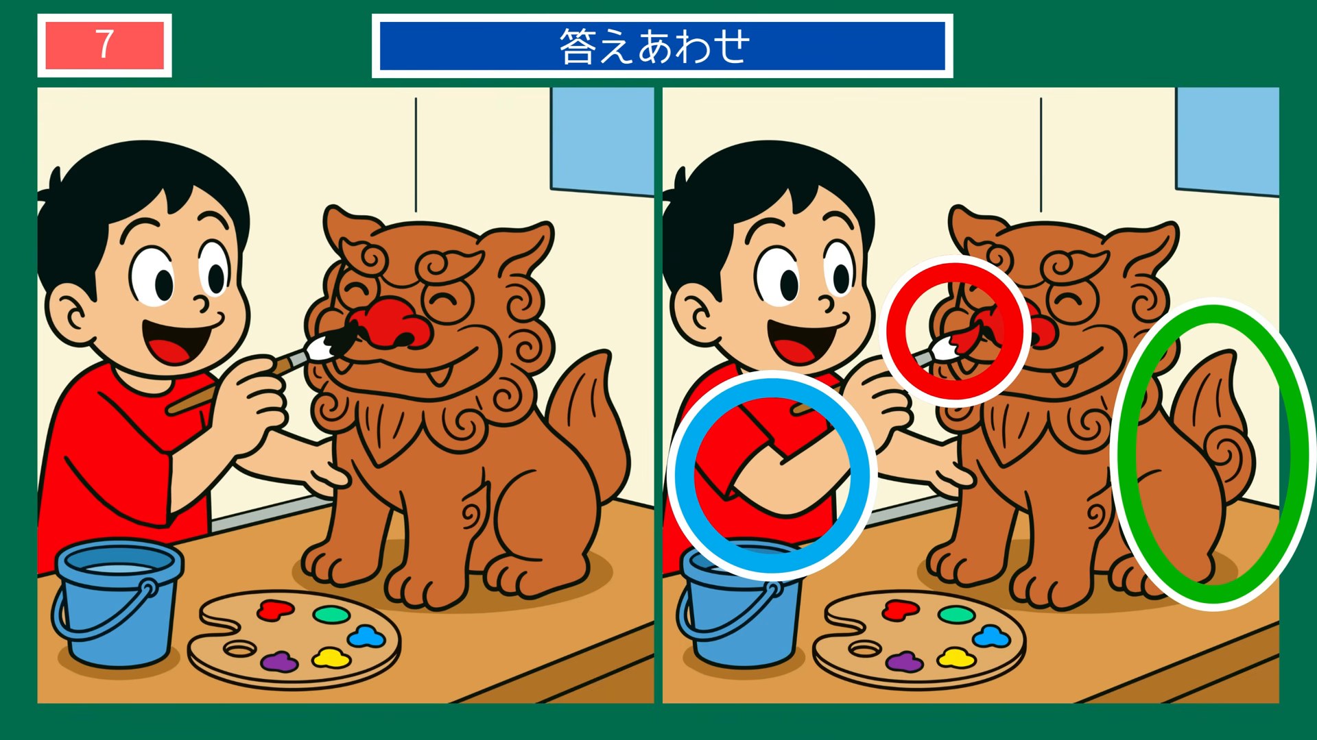 沖縄の暮らしの間違い探し 第7問 シーサーの色つけの答え