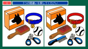 ペットとの暮らしの間違い探し 第1問 ペット用品をそろえるの問題イラスト