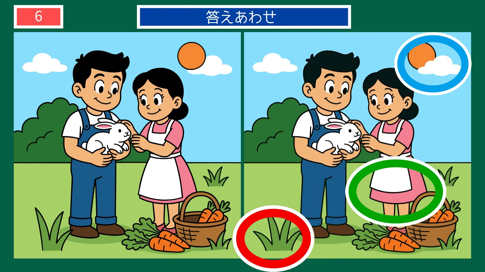 ペットとの暮らしの間違い探し 第6問 うさぎと畑の答え