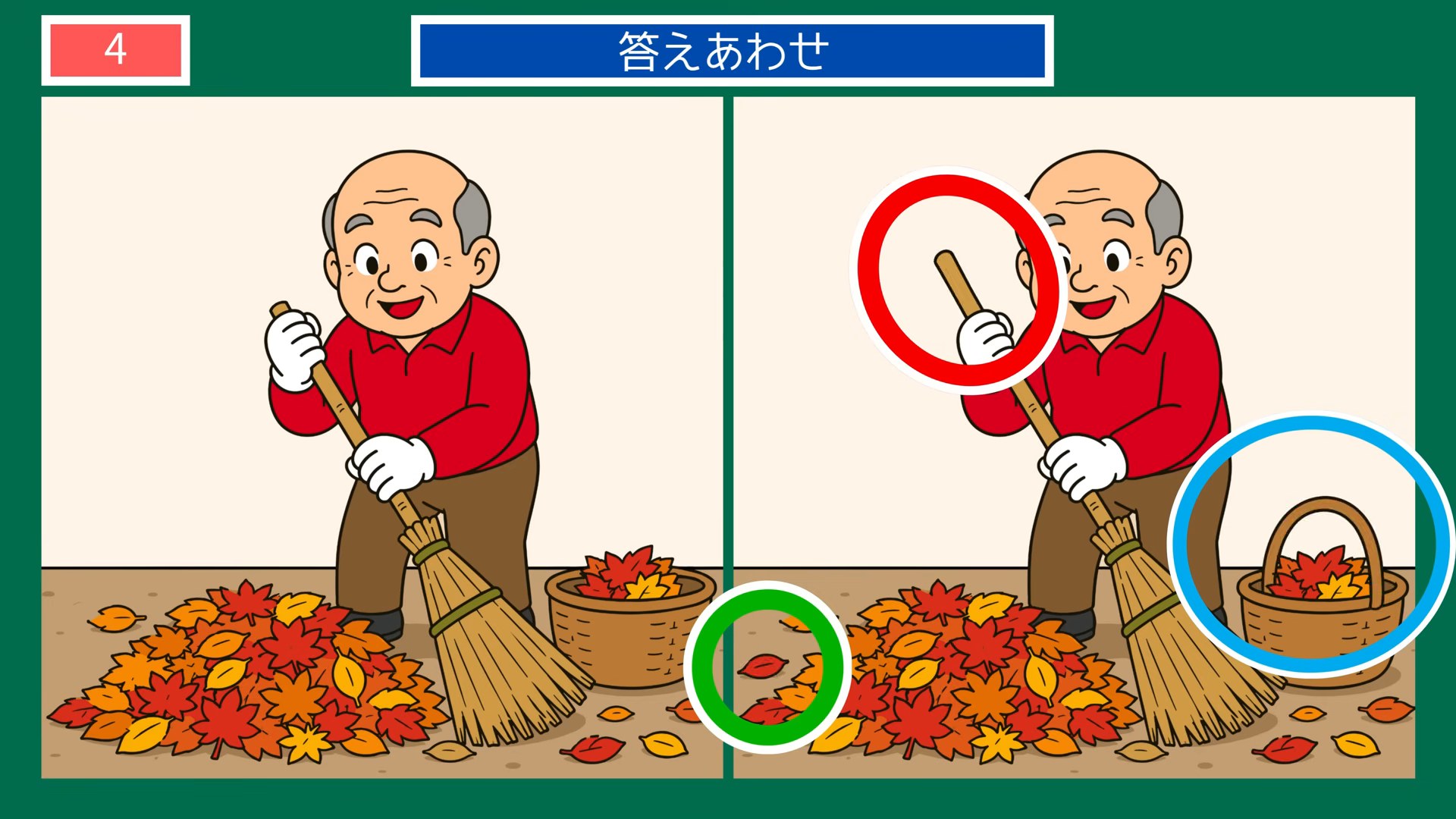 昭和の暮らしの間違い探し 第4問 落ち葉かきの答え