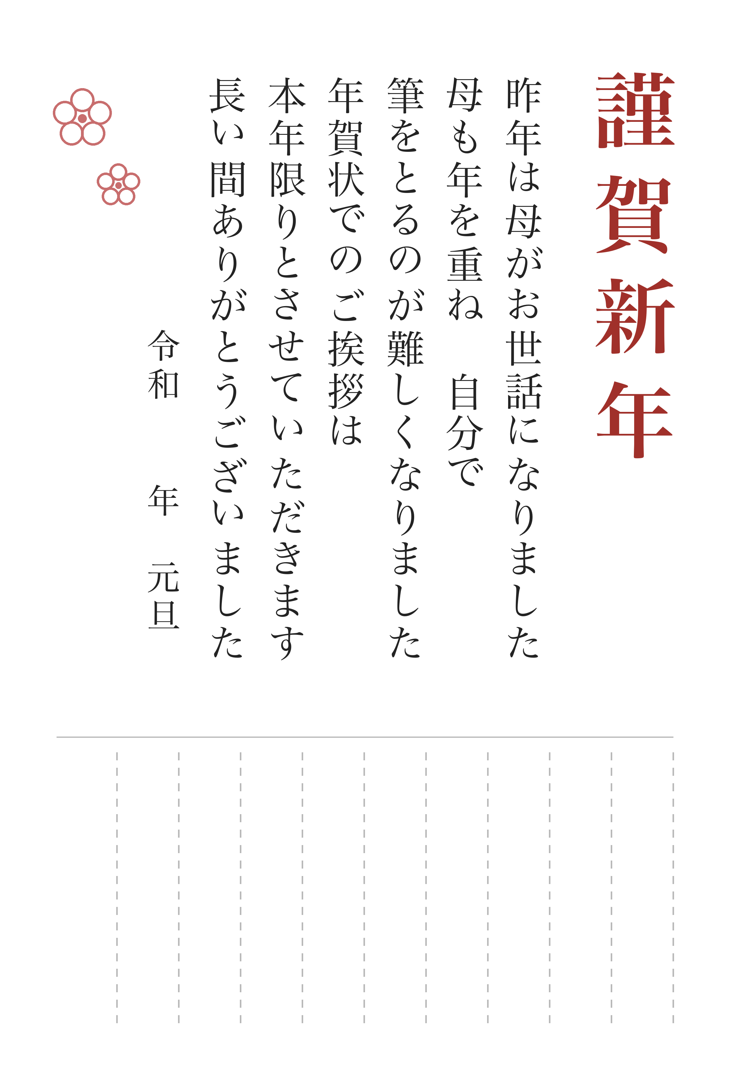 年賀状じまいのはがき 文例4「家族が代わりに書く」